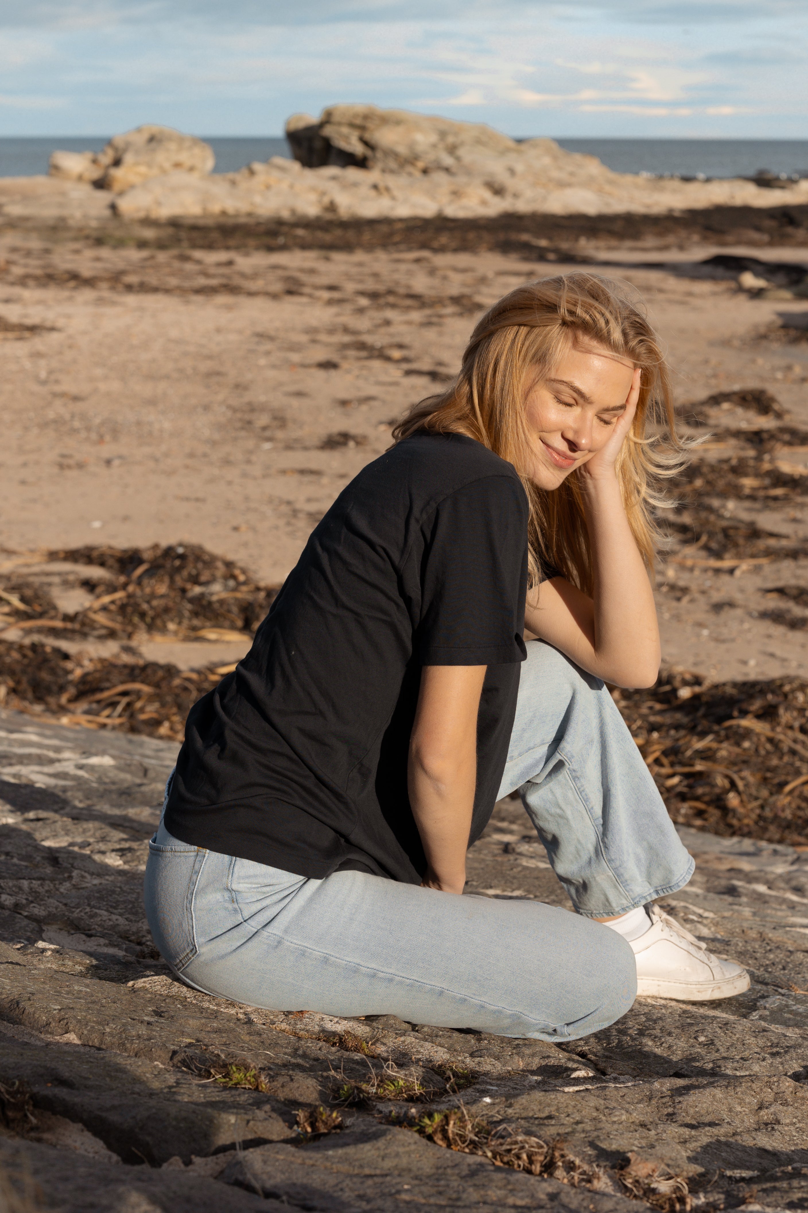 Soft black tees for women and men