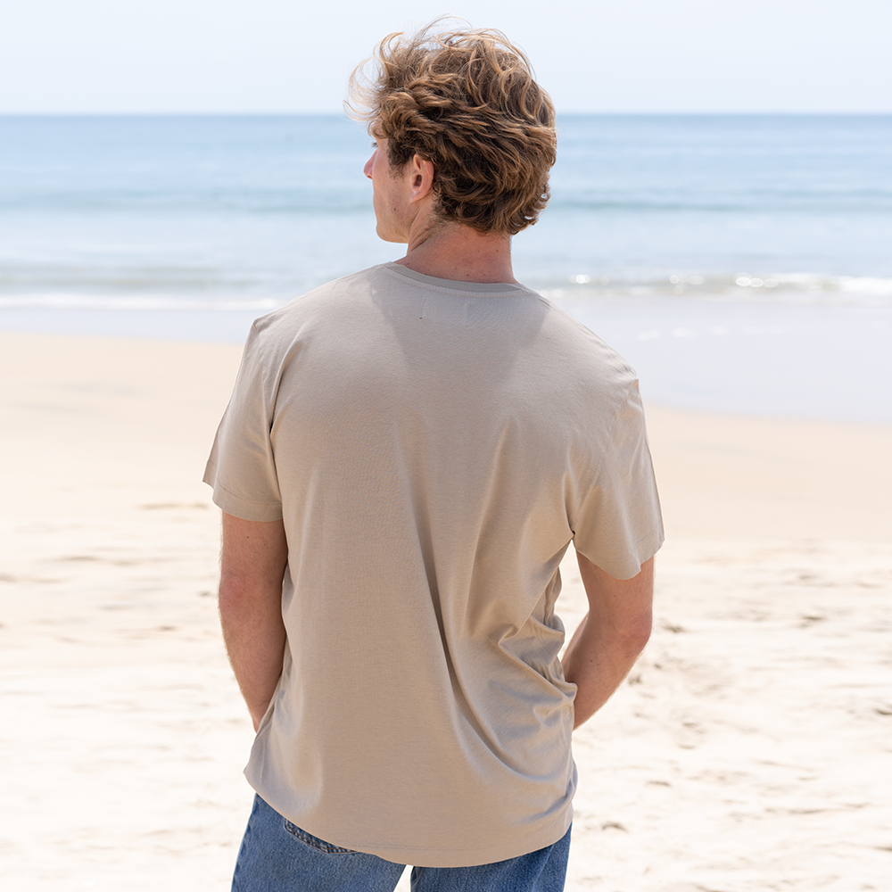 #color_sand organic cotton V-Neck t-shirt Back