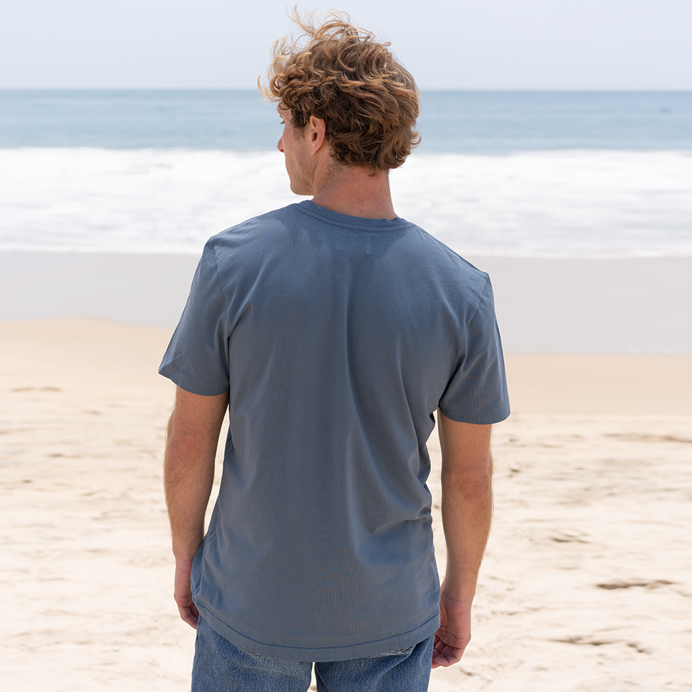 #color_dusk-blue organic cotton V-Neck t-shirt Back