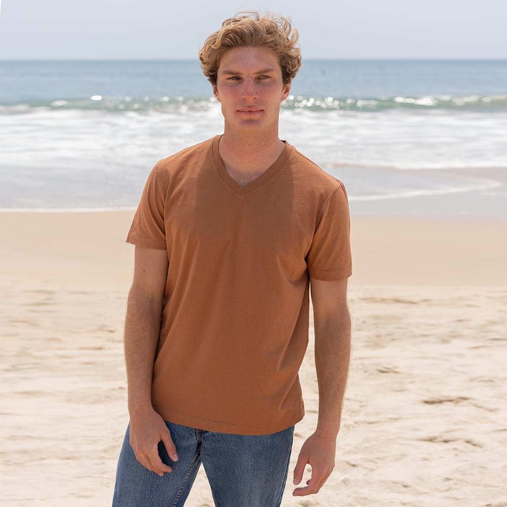 #color_copper organic cotton V-Neck t-shirt