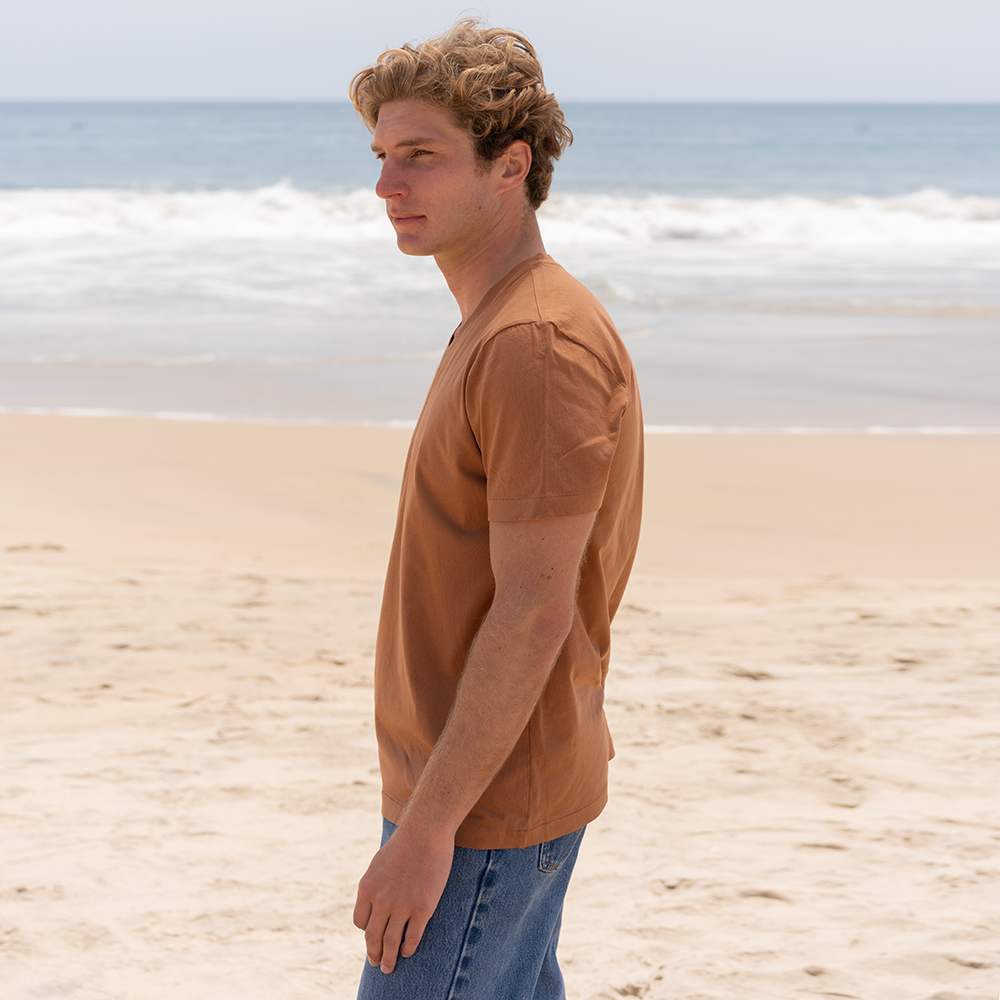 #color_copper organic cotton V-Neck t-shirt Side