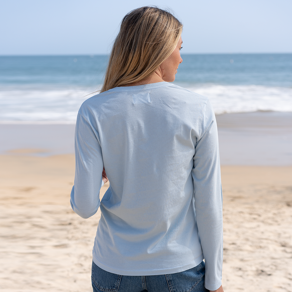 #color_sky-blue Women Long Sleeve V Neck -back