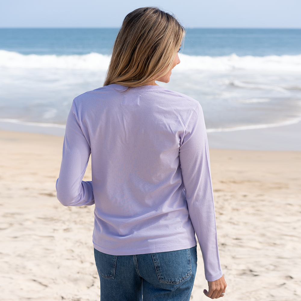 #color_pastel-lilac Womens Long Sleeve V Neck Back