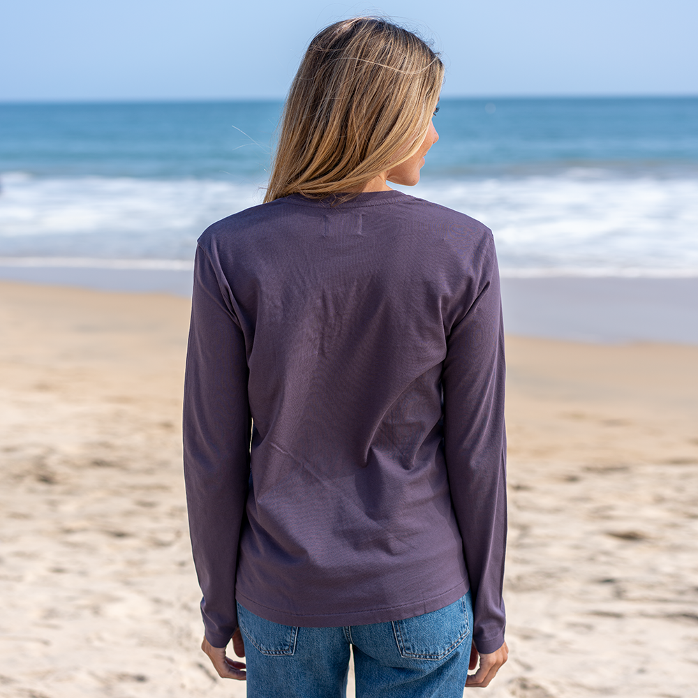 #color_faded-purple Womens Long Sleeve V Neck Back