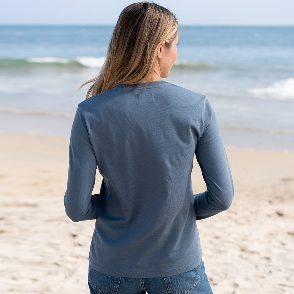 #color_dusk-blue Womens Long Sleeve V Neck Back