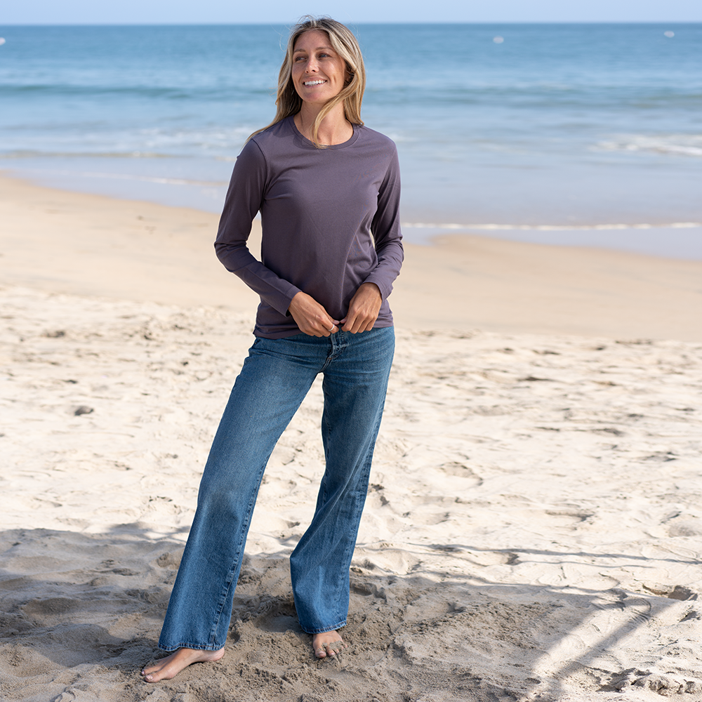 #color_faded-purple organic cotton Long Sleeve crewneck t-shirt full-view