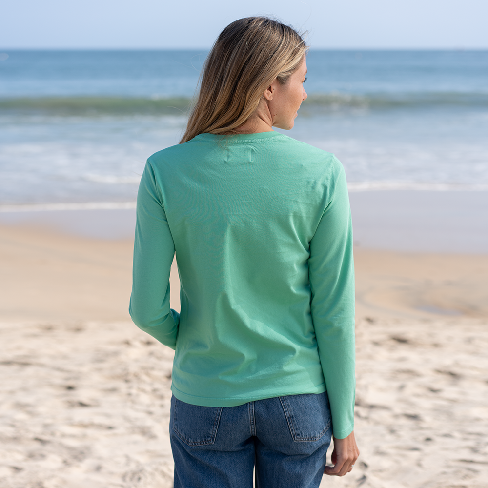 #color_light-green organic cotton Long Sleeve crewneck t-shirt back