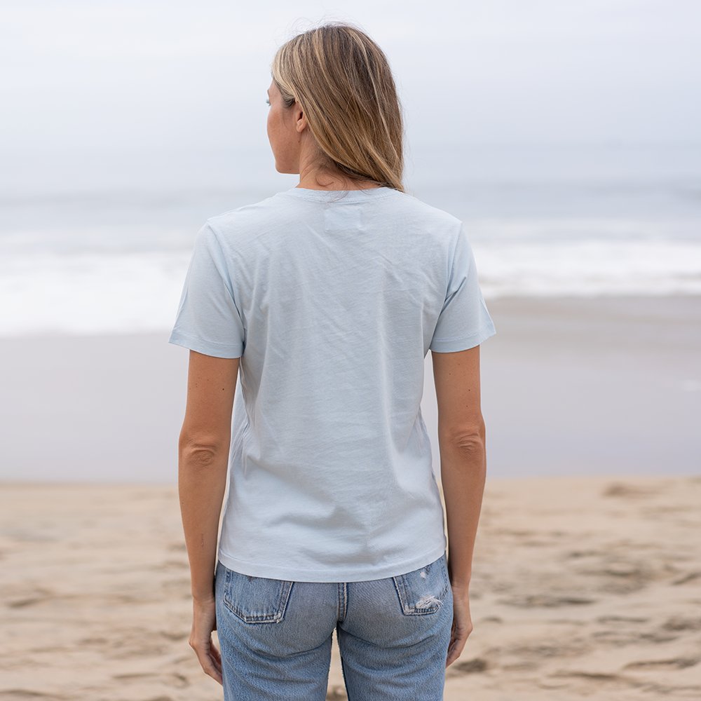 #color_sky-blue organic cotton V-Neck t-shirt Back