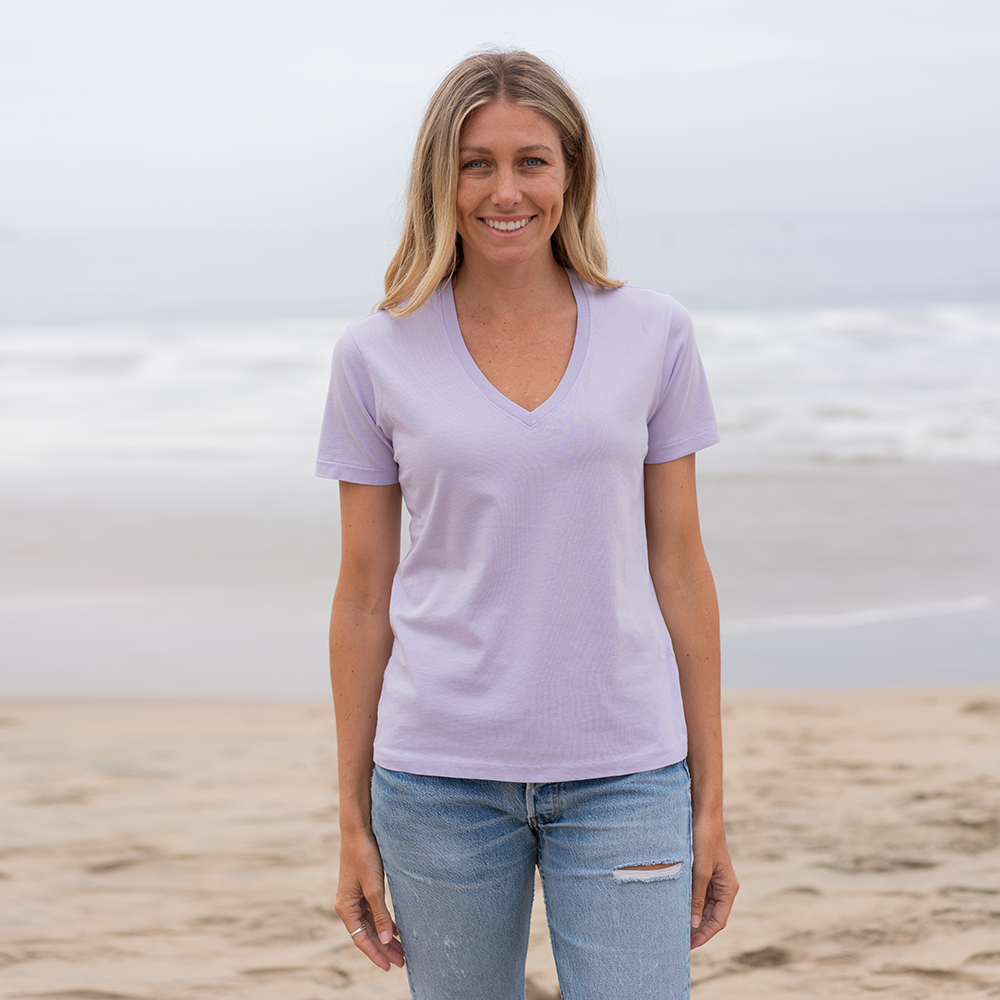 #color_pastel-lilac organic cotton V-Neck t-shirt