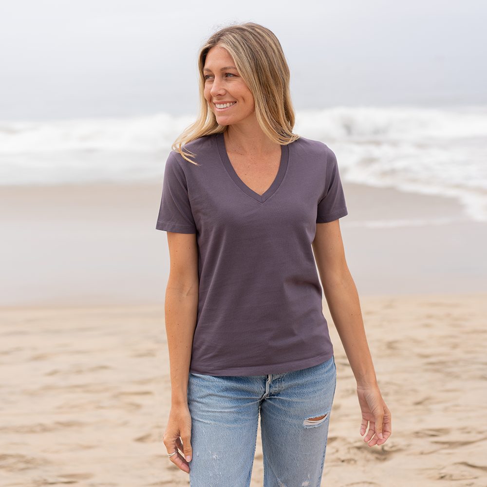 #color_faded-purple organic cotton V-Neck t-shirt
