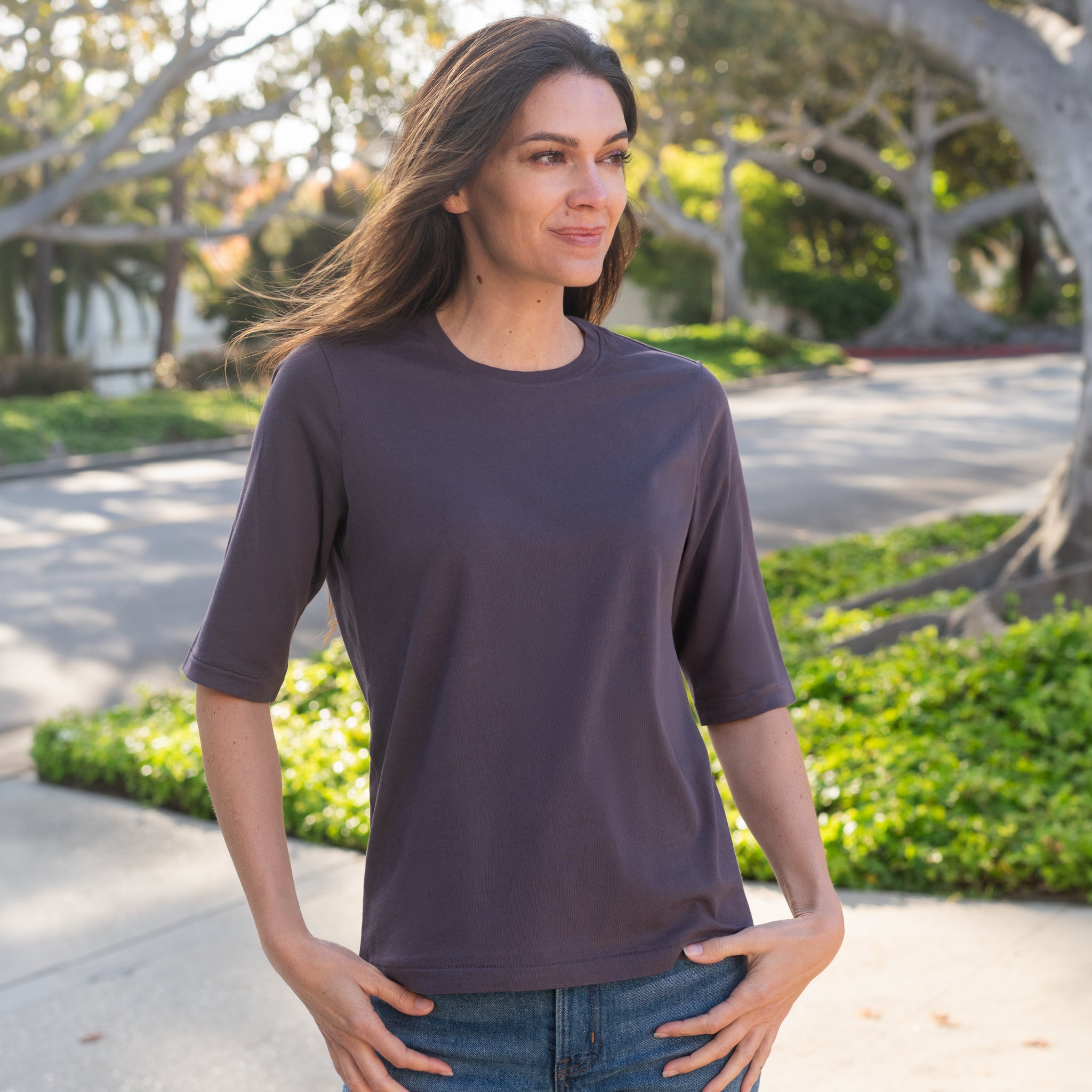 #color_faded-purple HW Elbow Sleeve Crew Neck