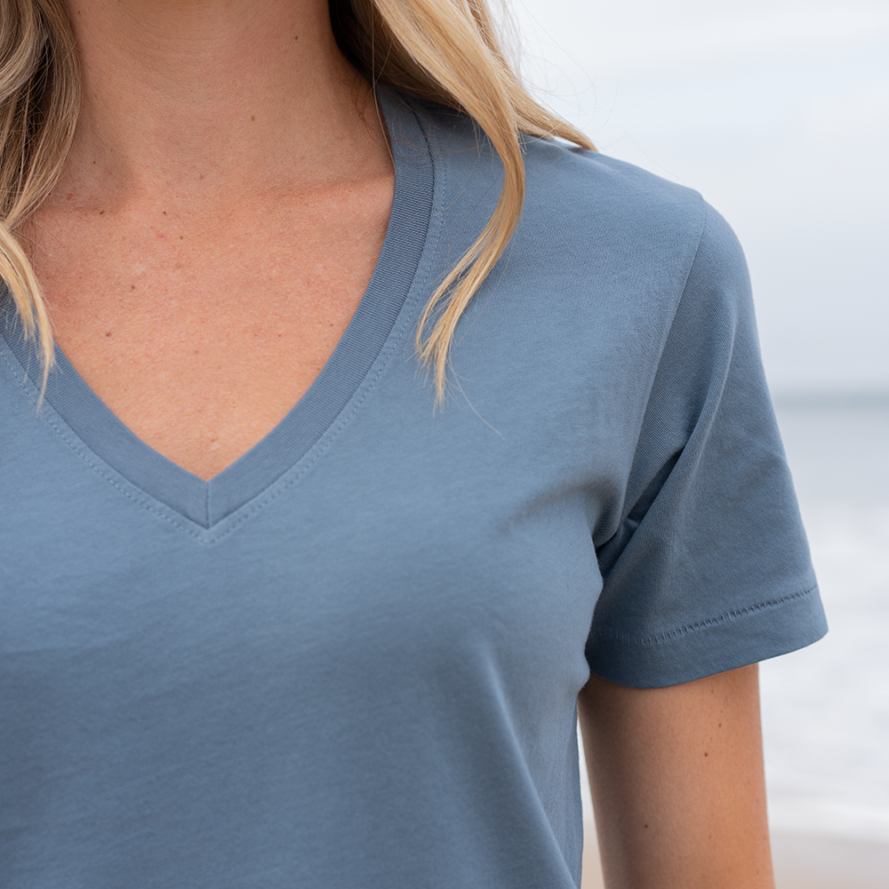 #color_dusk-blue organic cotton V-Neck t-shirt