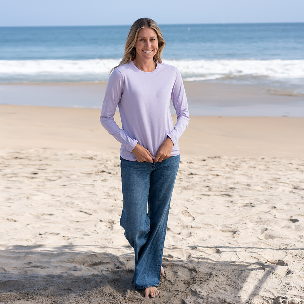 #color_pastel-lilac organic cotton Long Sleeve crewneck t-shirt