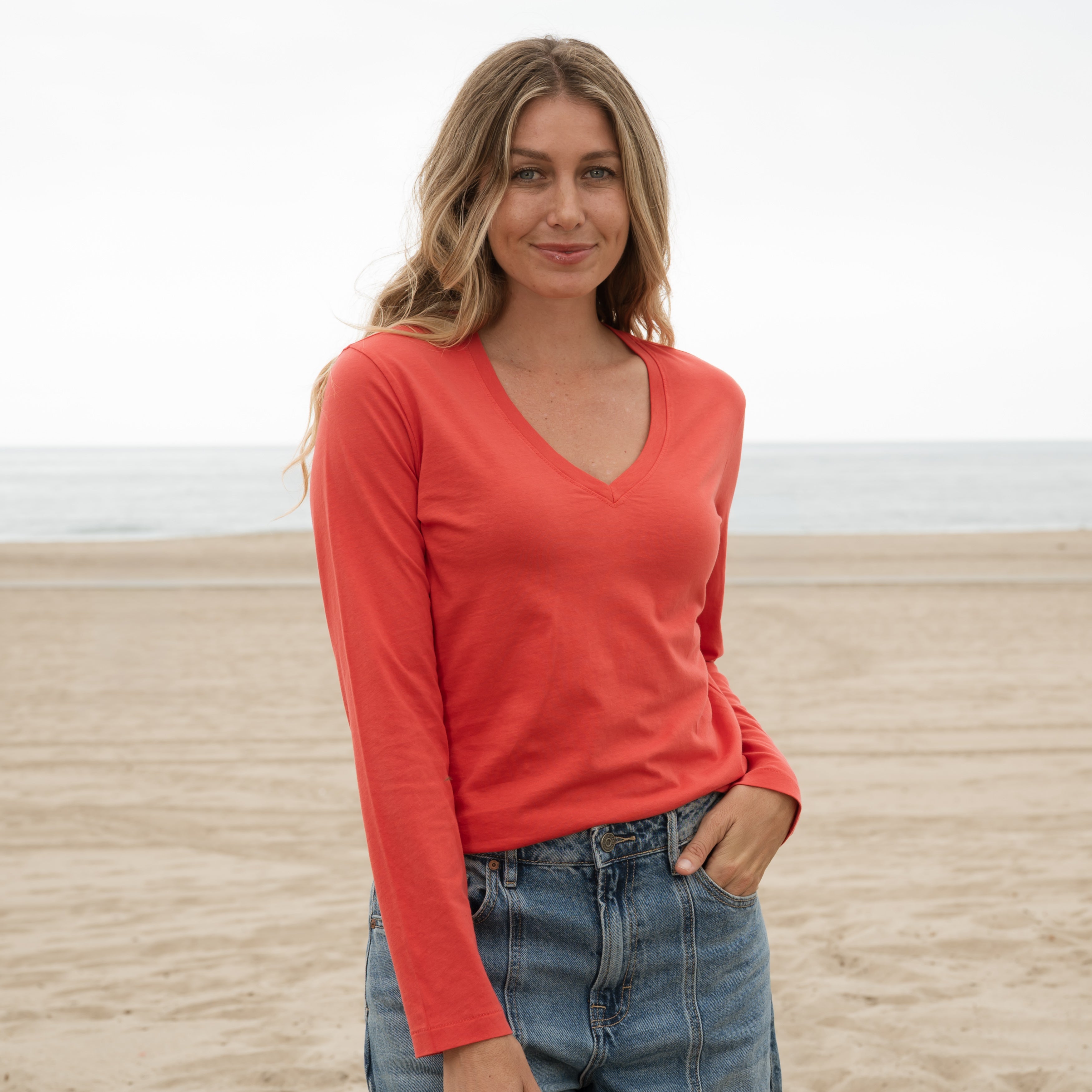 #Color_red Womens Long Sleeve Crew Neck