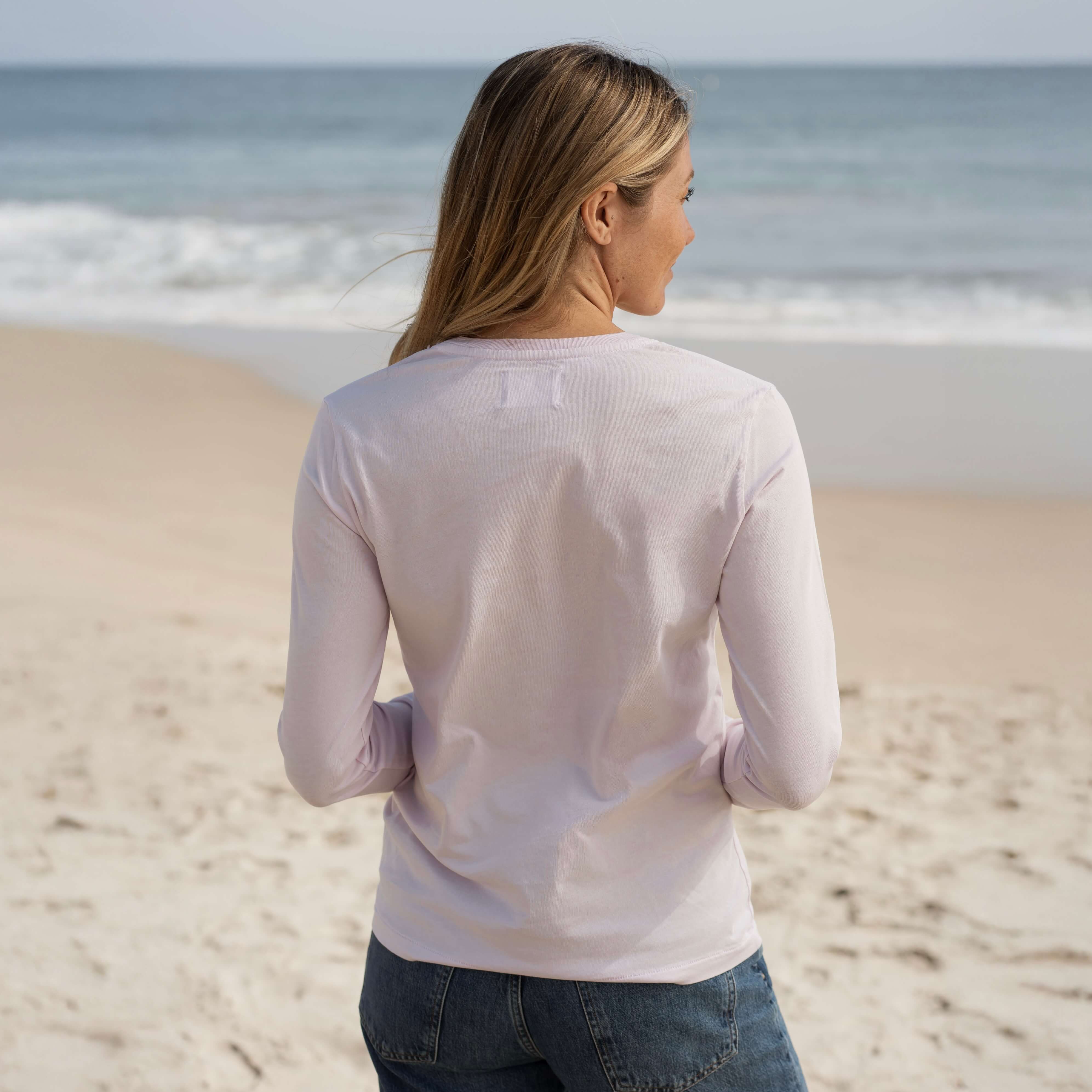 #color_light-pink Womens Long Sleeve V Neck back