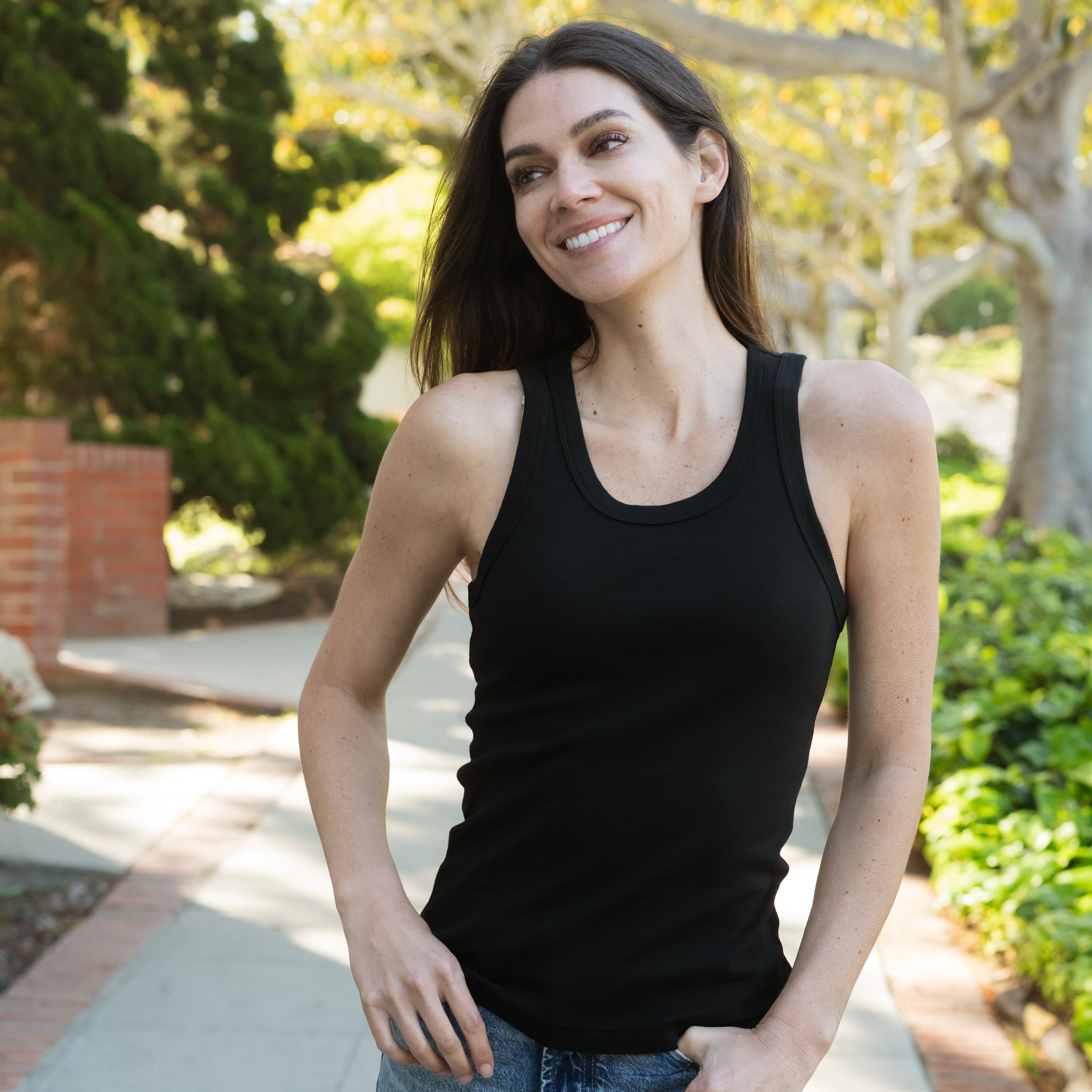 #color_black Womens Sleeveless Tank Top full view