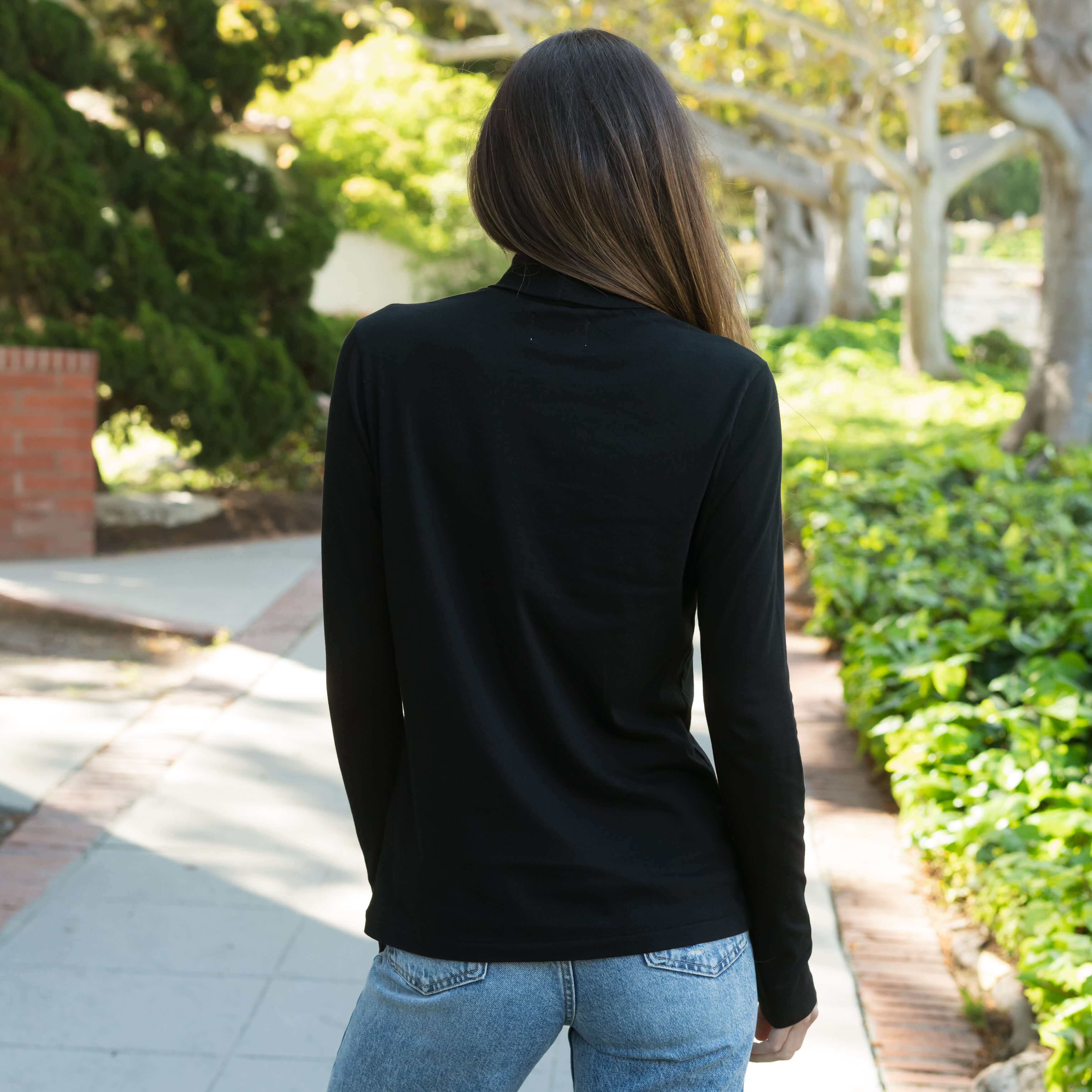 #color_black Womens Long Sleeve Turtle Neck Back
