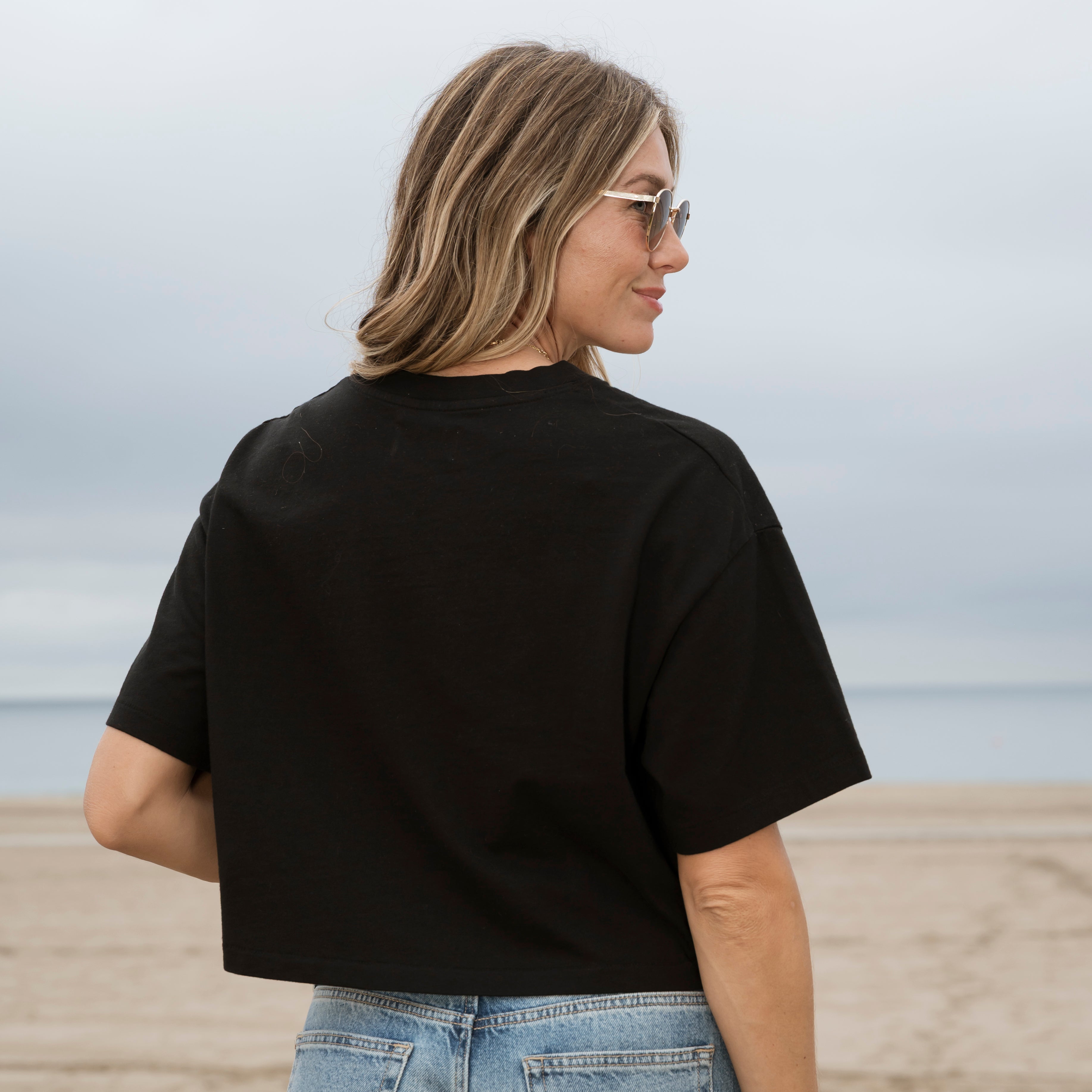 Womens Boxy Crop Heavyweight Tee - Black