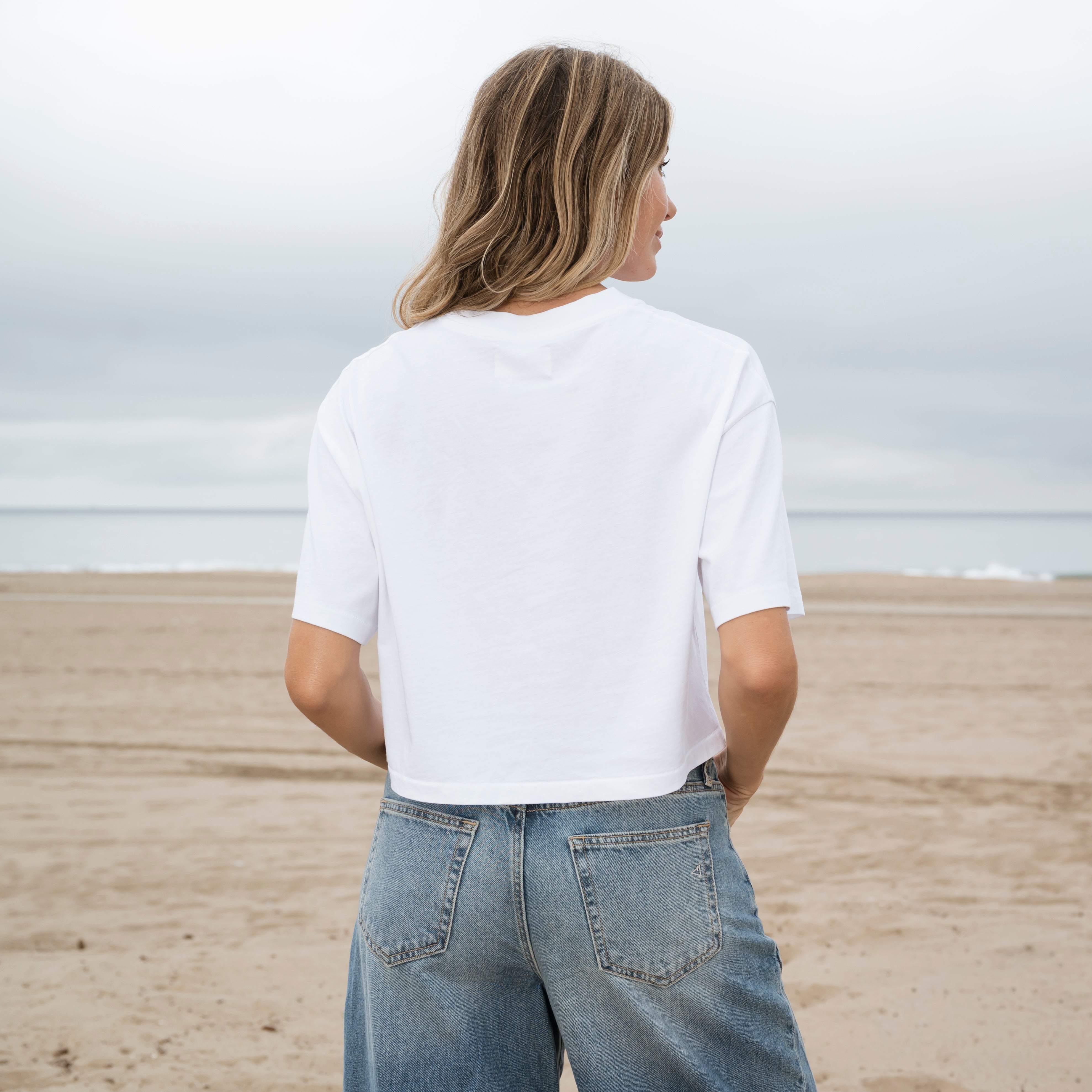 #color_white Womens Short Elbow Tee Back
