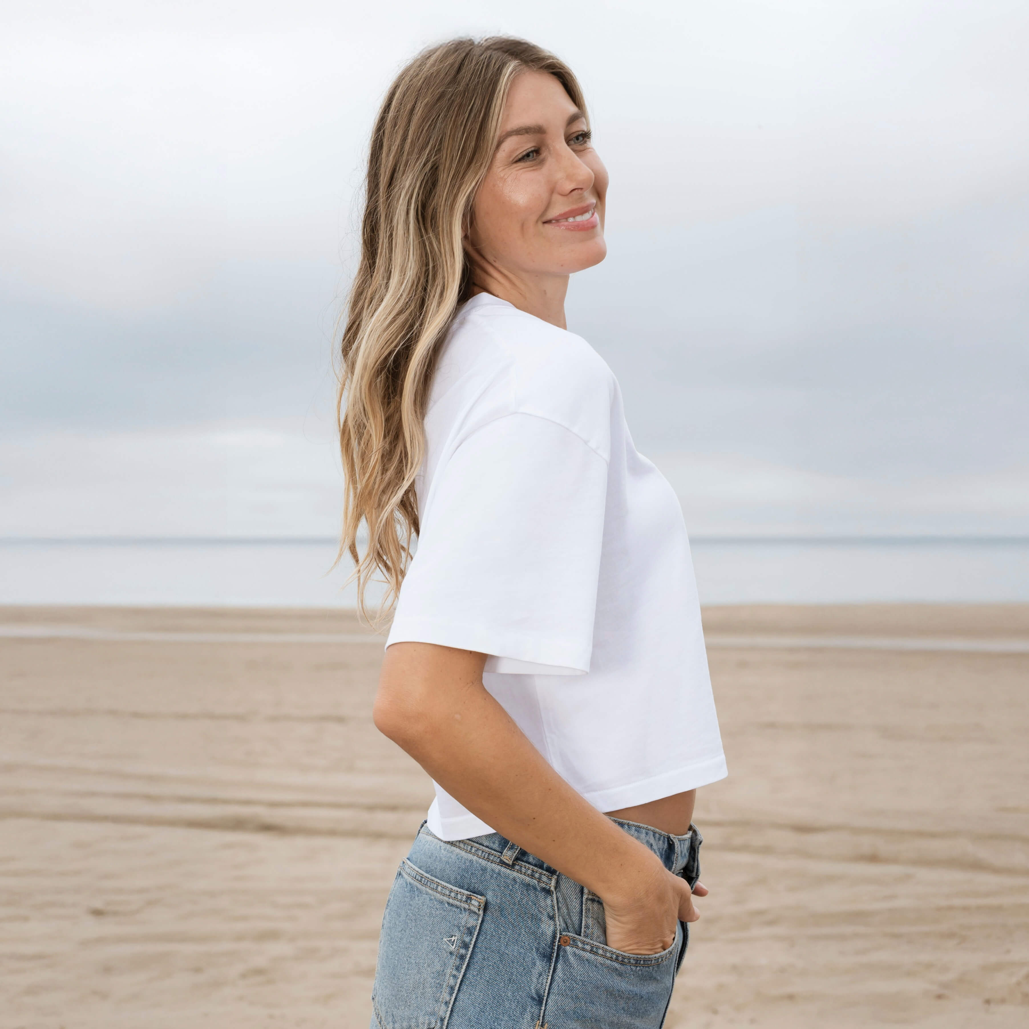 #color_white Womens Short Elbow Tee side