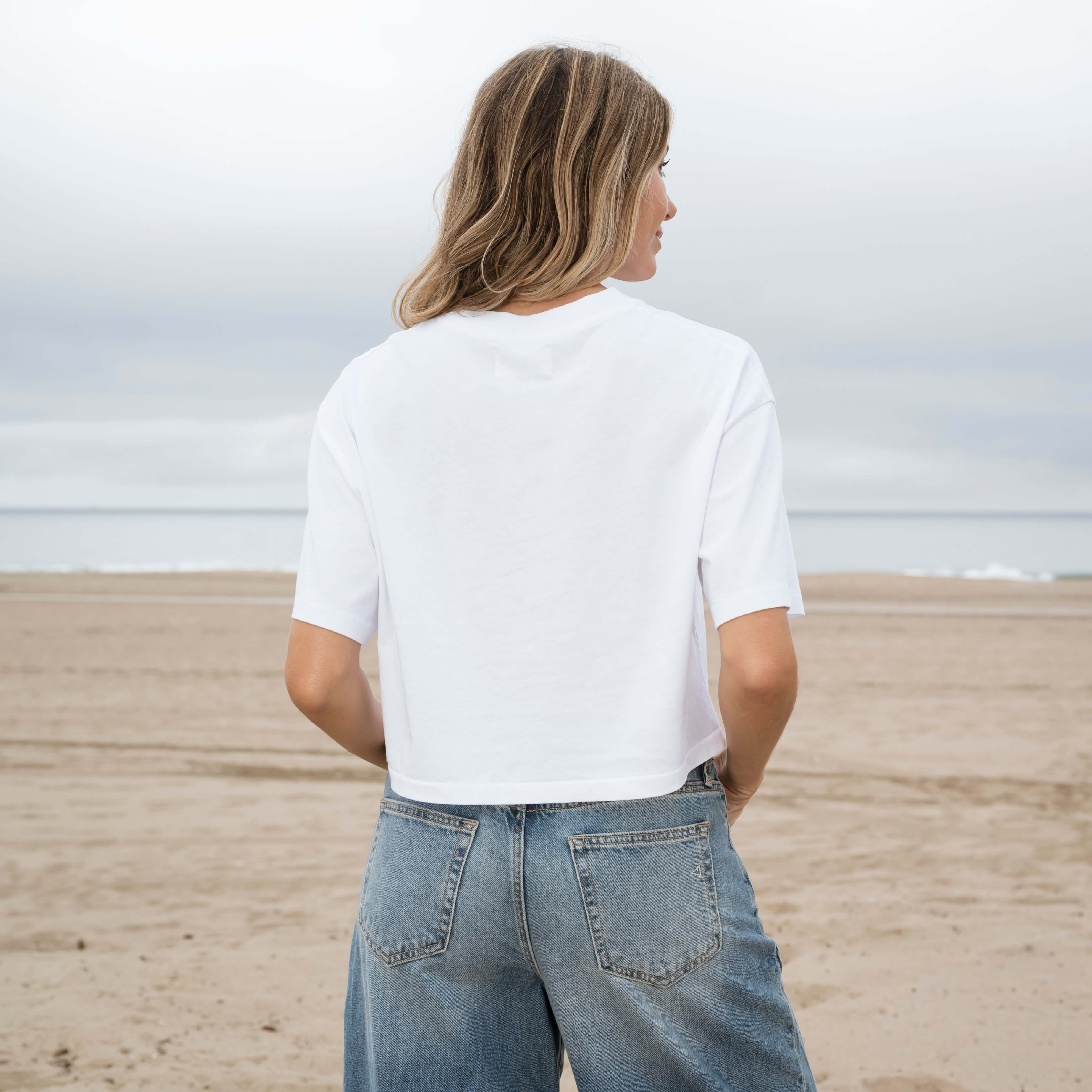 #color_white Womens Short Elbow Tee Back