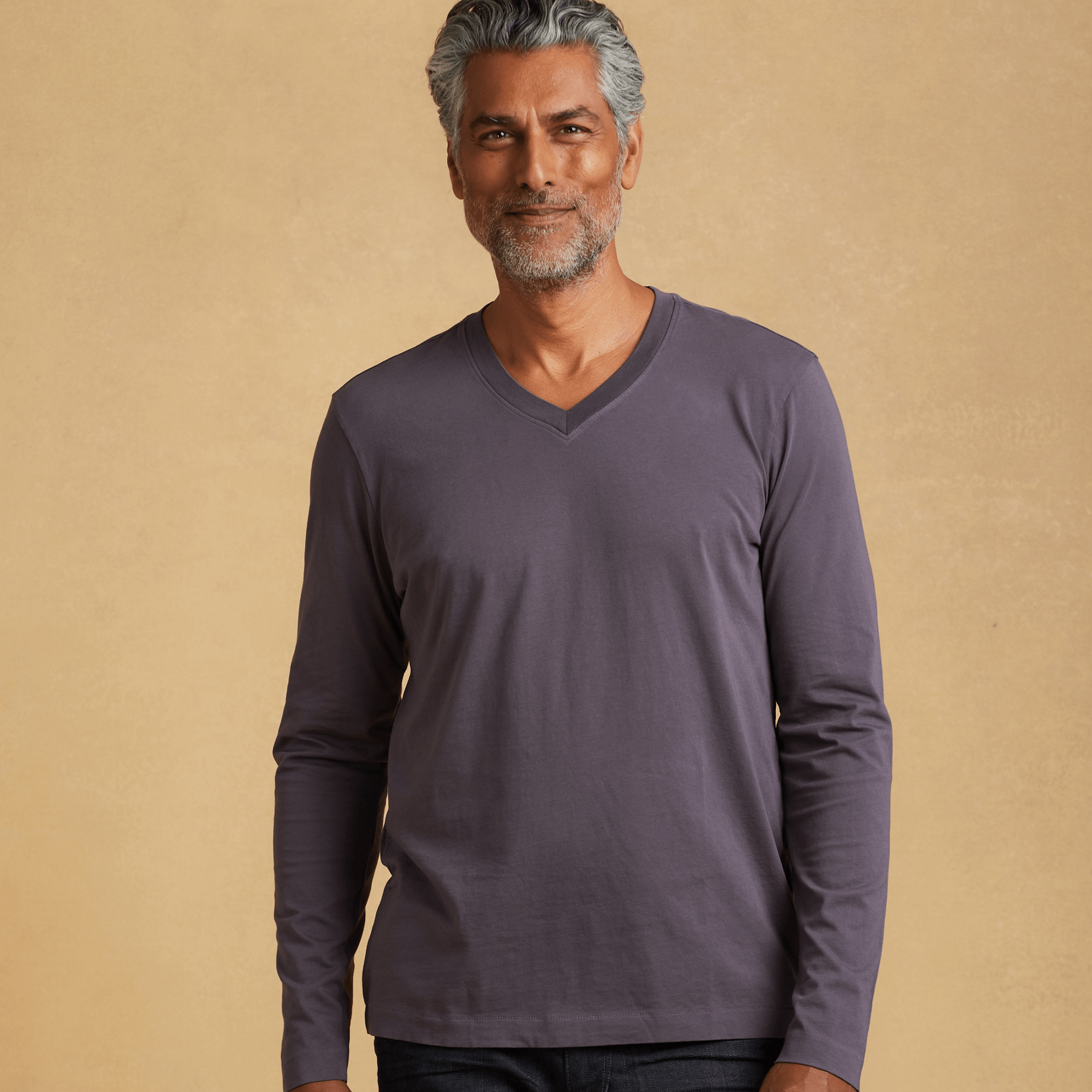 #color_faded-purple organic cotton Long sleeve V-Neck t-shirt