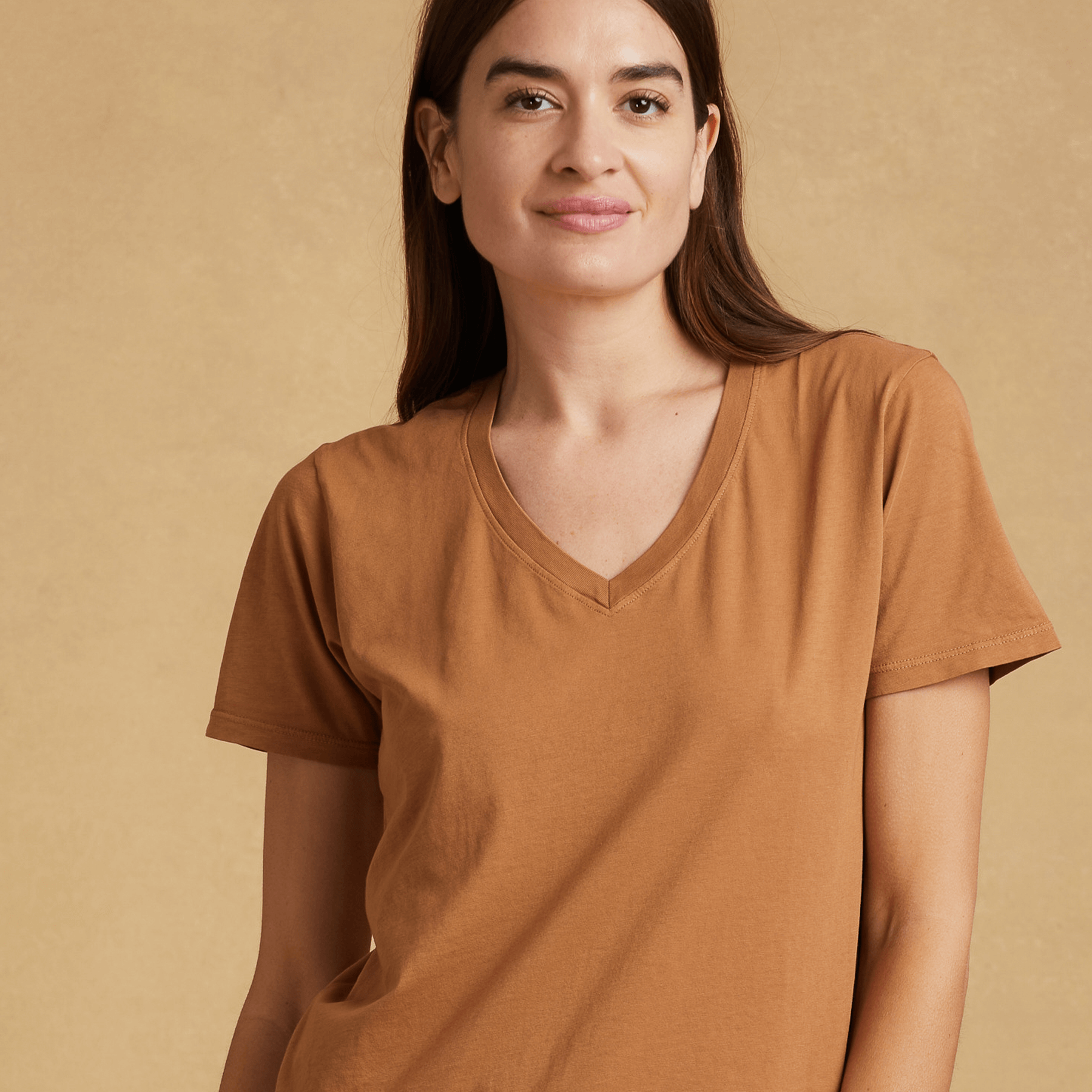 #color_copper organic cotton V-Neck t-shirt