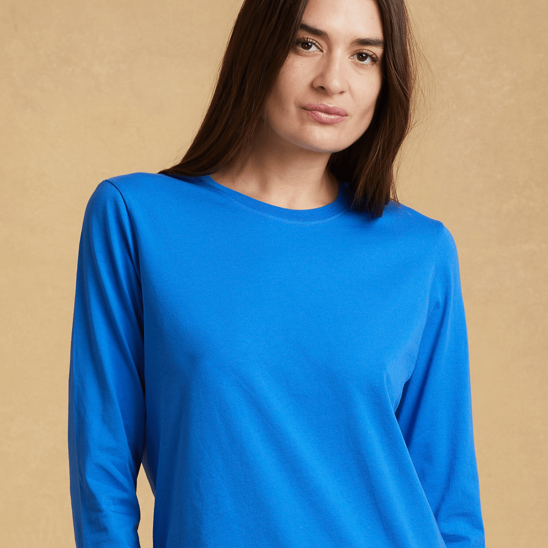 #color_royal-blue organic cotton Long Sleeve crewneck t-shirt