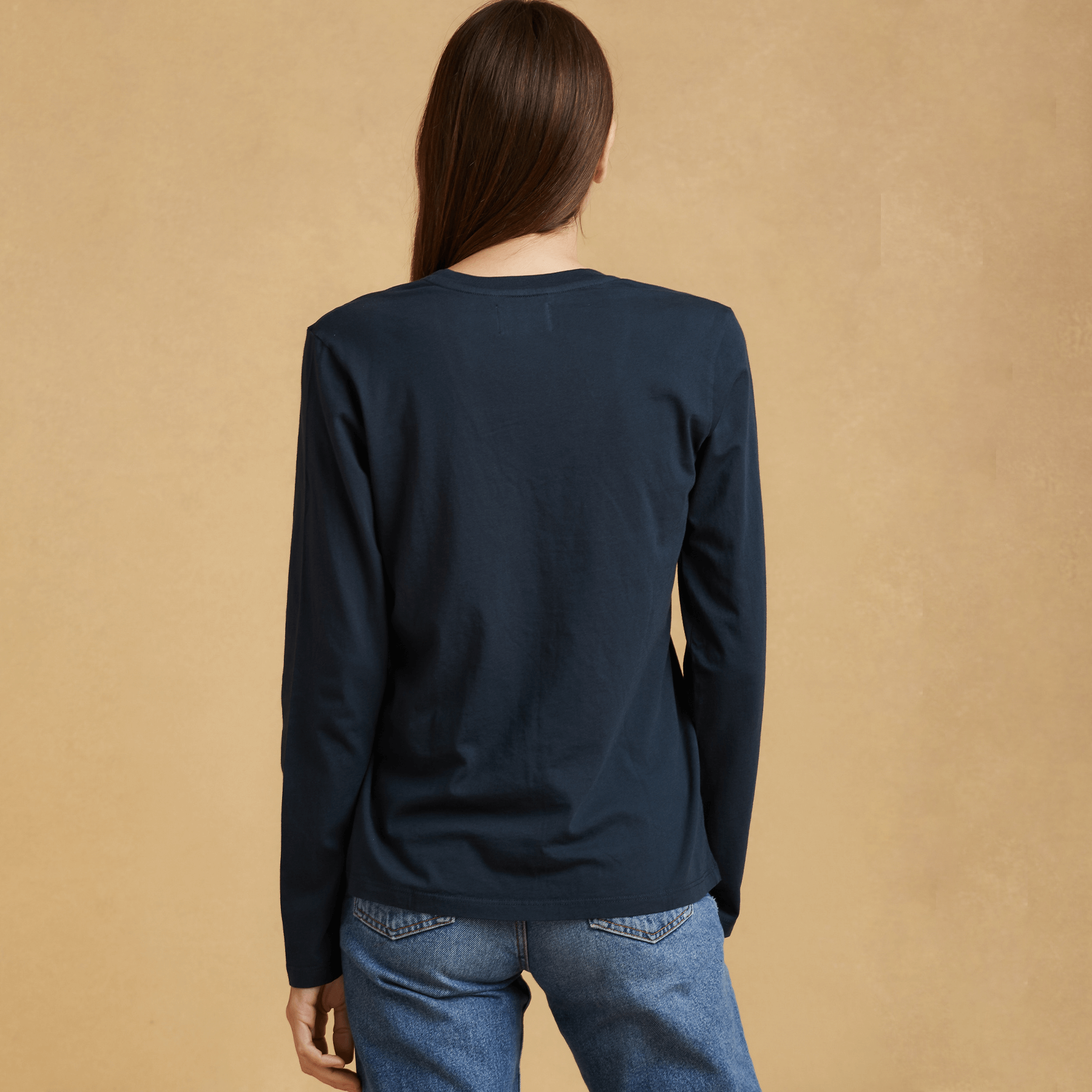 #color_navy-blue organic cotton Long Sleeve V-Neck t-shirt