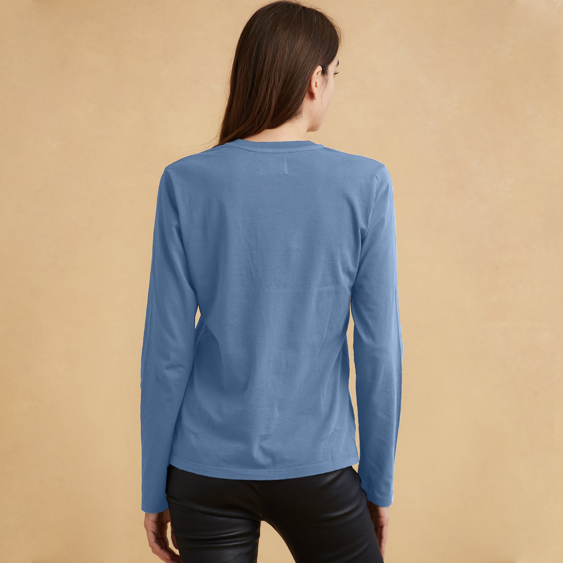 #color_dusk-blue Womens Long Sleeve V Neck back