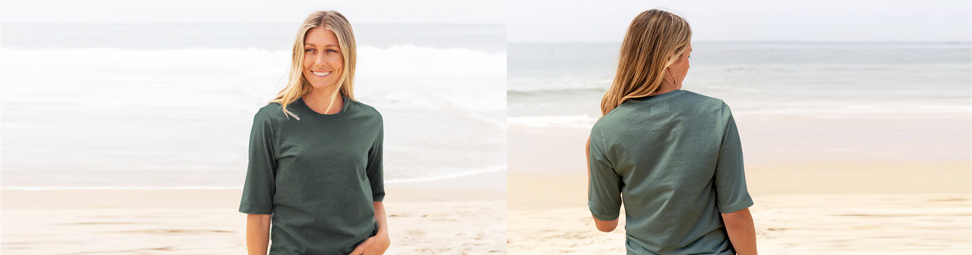 Womens Elbow Sleeve Crew Neck - Forest Green; soft t-shirts for women