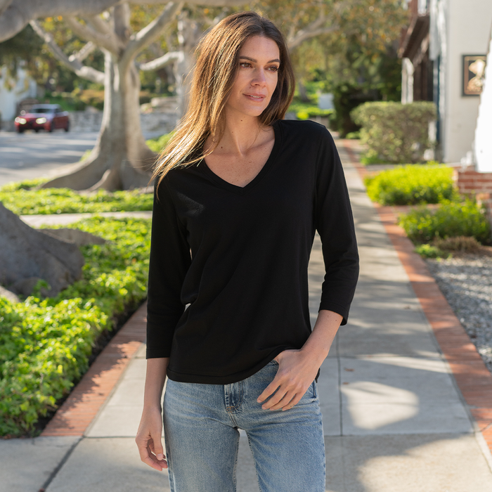 3/4 sleeve crew neck t shirt for women