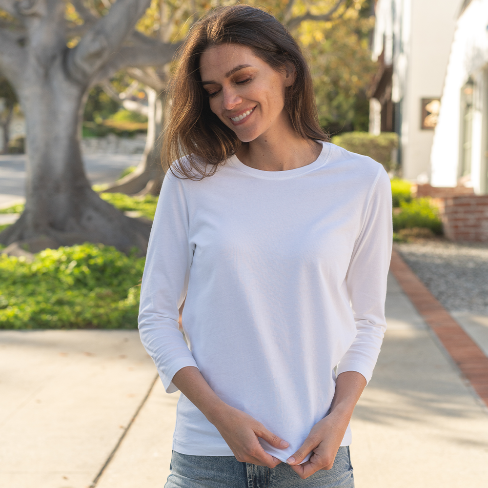 #color_white 3/4 Sleeve Crew Neck