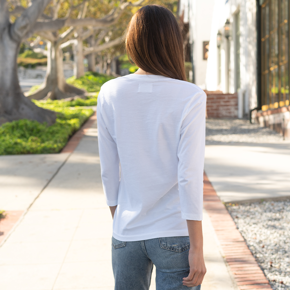 #color_white 3/4 Sleeve V-Neck Back