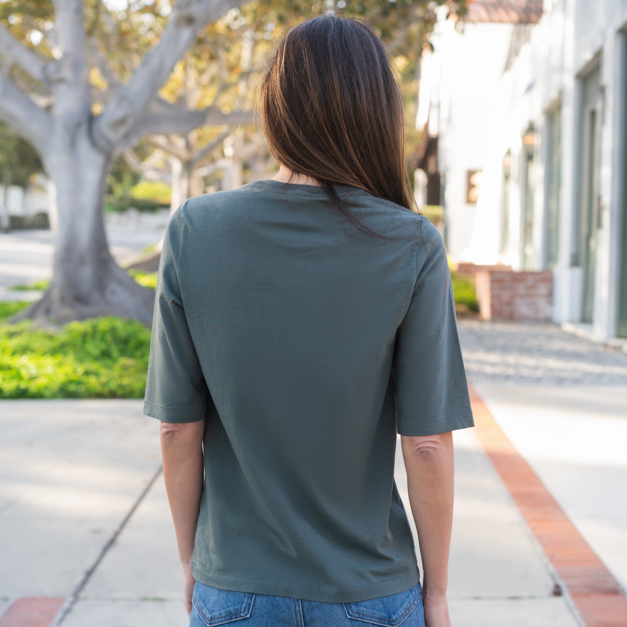 #color_forest-green HW Elbow Sleeve Crew Neck