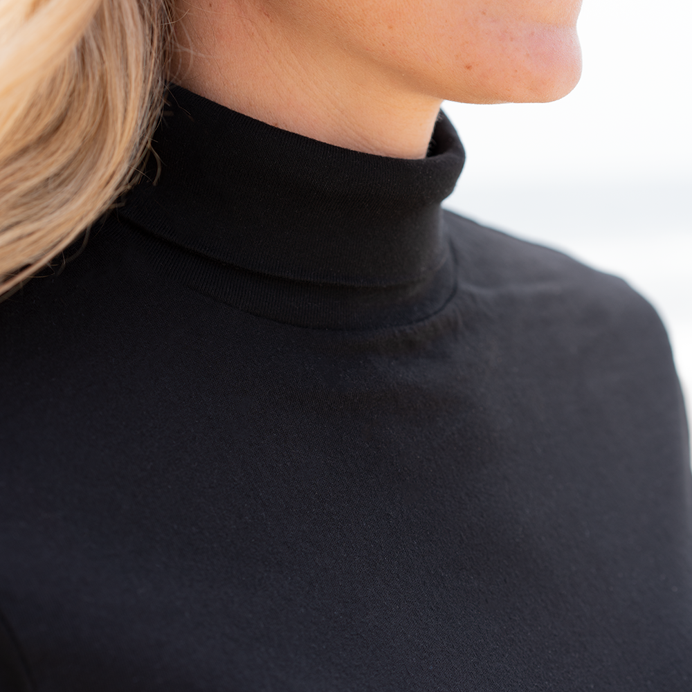 #color_black Womens Long Sleeve Turtle Neck close view