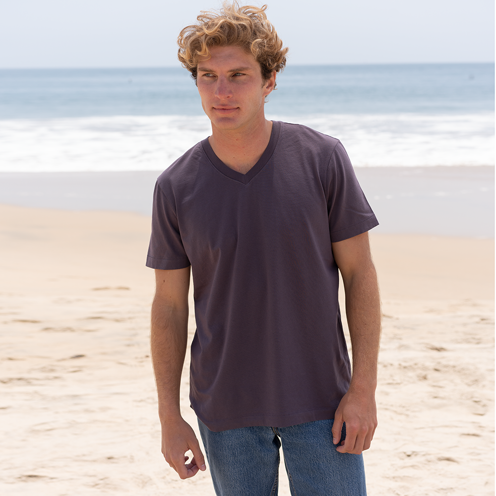 #color_faded-purple organic cotton V-Neck t-shirt Front