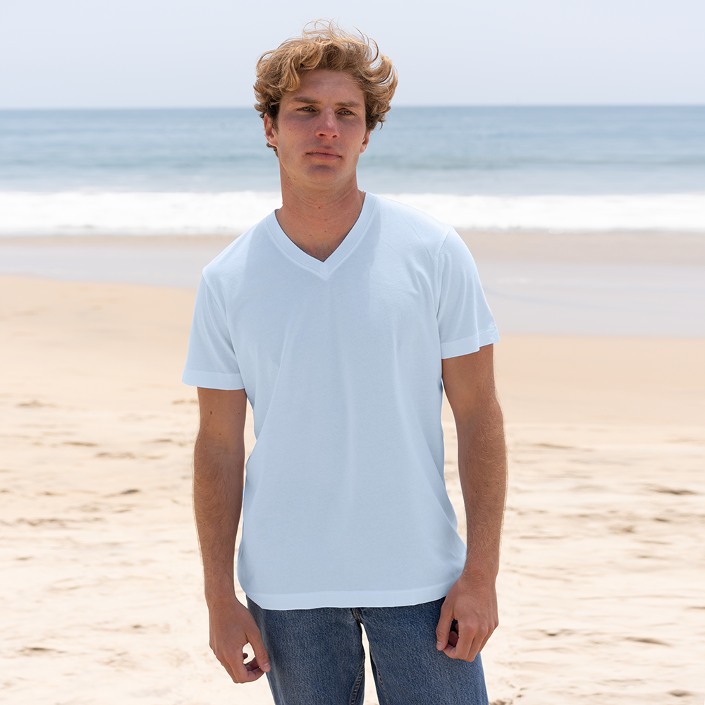 #color_sky-blue organic cotton V-Neck t-shirt