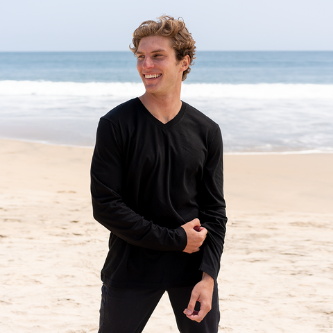 Mens Long Sleeve V neck