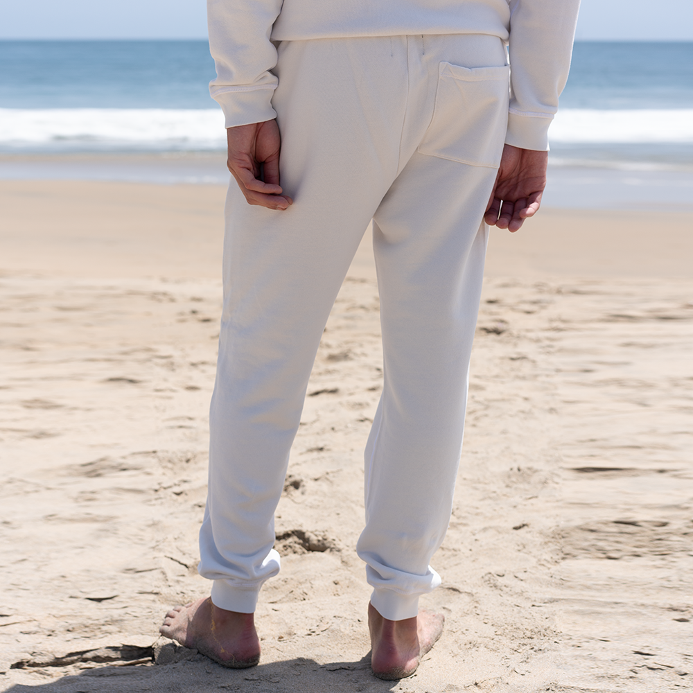 #color_white Mens French Terry Joggers Back
