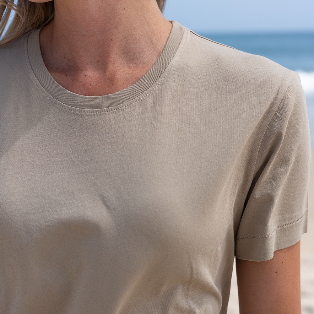 #color_sand Womens Box Tee close view