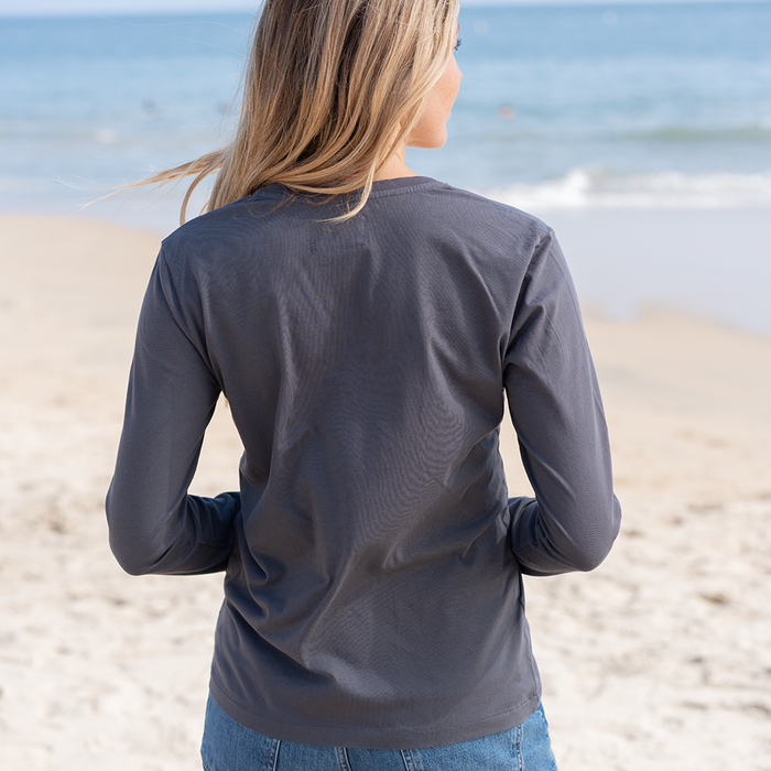 Exposed Seam V-Neck Long Sleeve T-Shirt