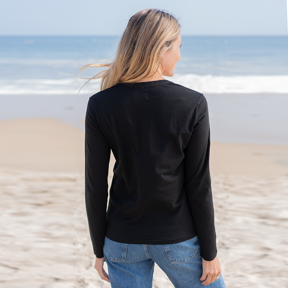 #color_black organic cotton Long Sleeve crewneck t-shirt back