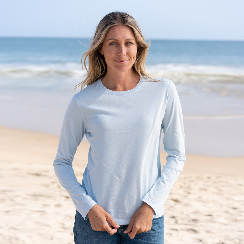 #color_sky-blue organic cotton Long Sleeve crewneck t-shirt Front