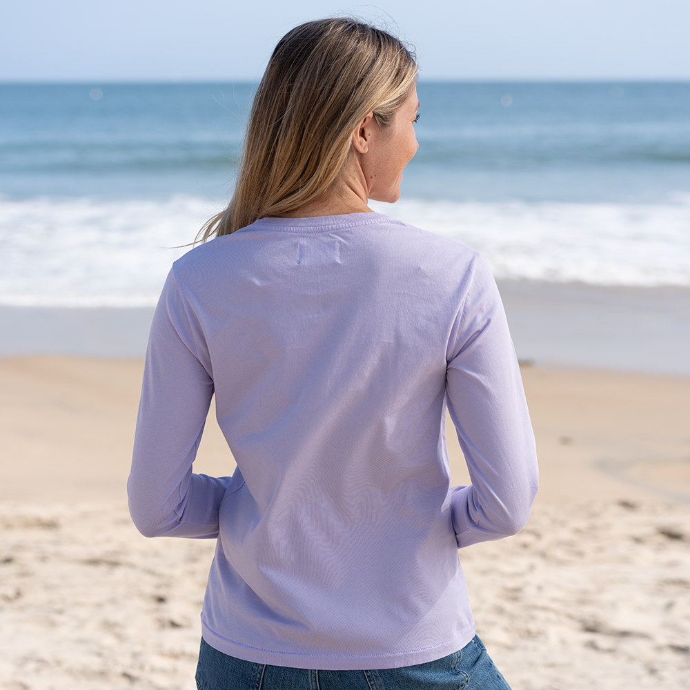 #color_pastel-lilac organic cotton Long Sleeve crewneck t-shirt  Back