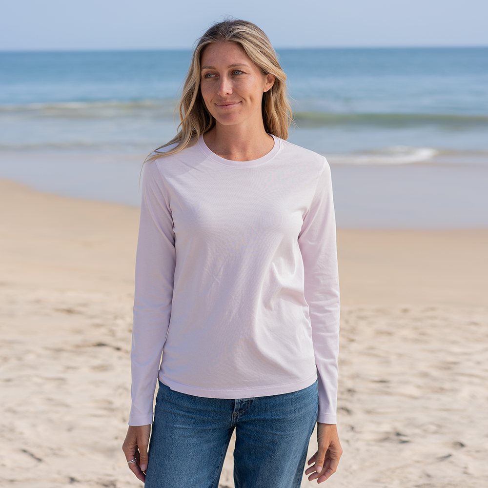 #color_light-pink organic cotton Long Sleeve crewneck t-shirt
