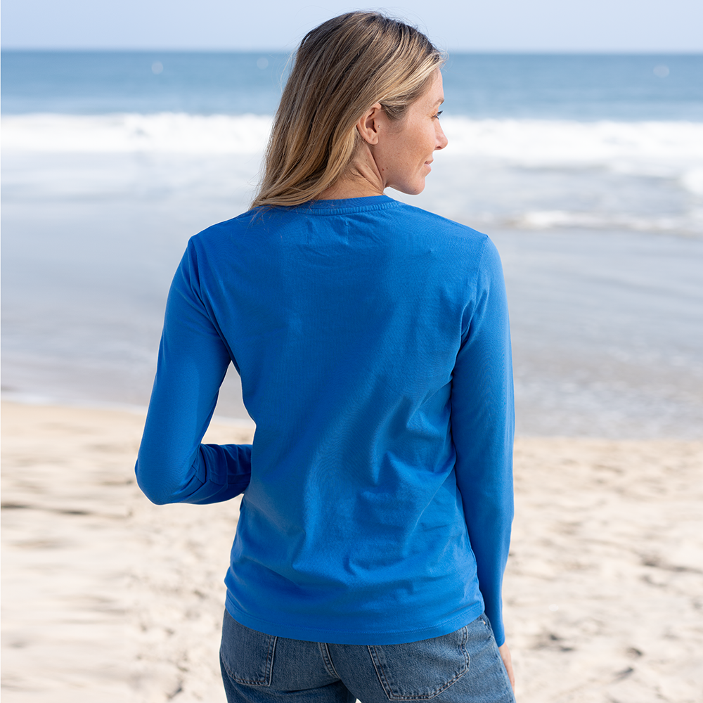 #color_royal-blue organic cotton Long Sleeve crewneck t-shirt Back