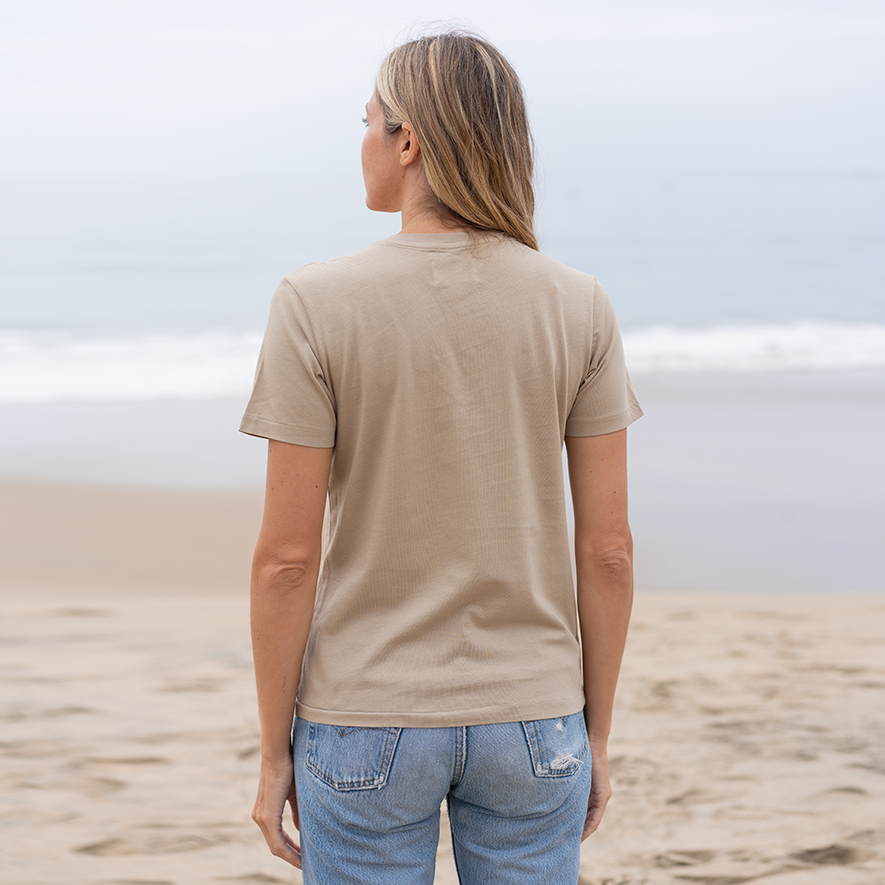 #color_sand organic cotton V-Neck t-shirt Back