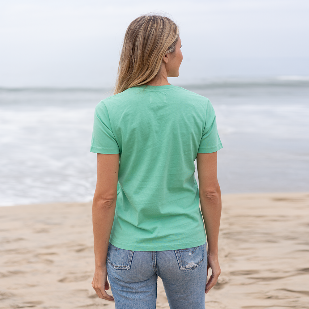 #color_light-green organic cotton V-Neck t-shirt Back