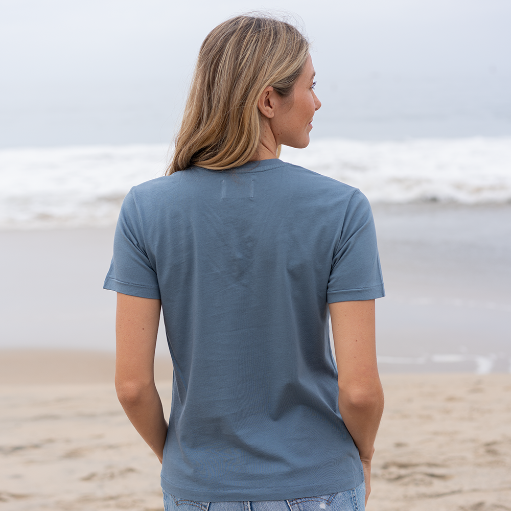 #color_dusk-blue organic cotton V-Neck t-shirt Back
